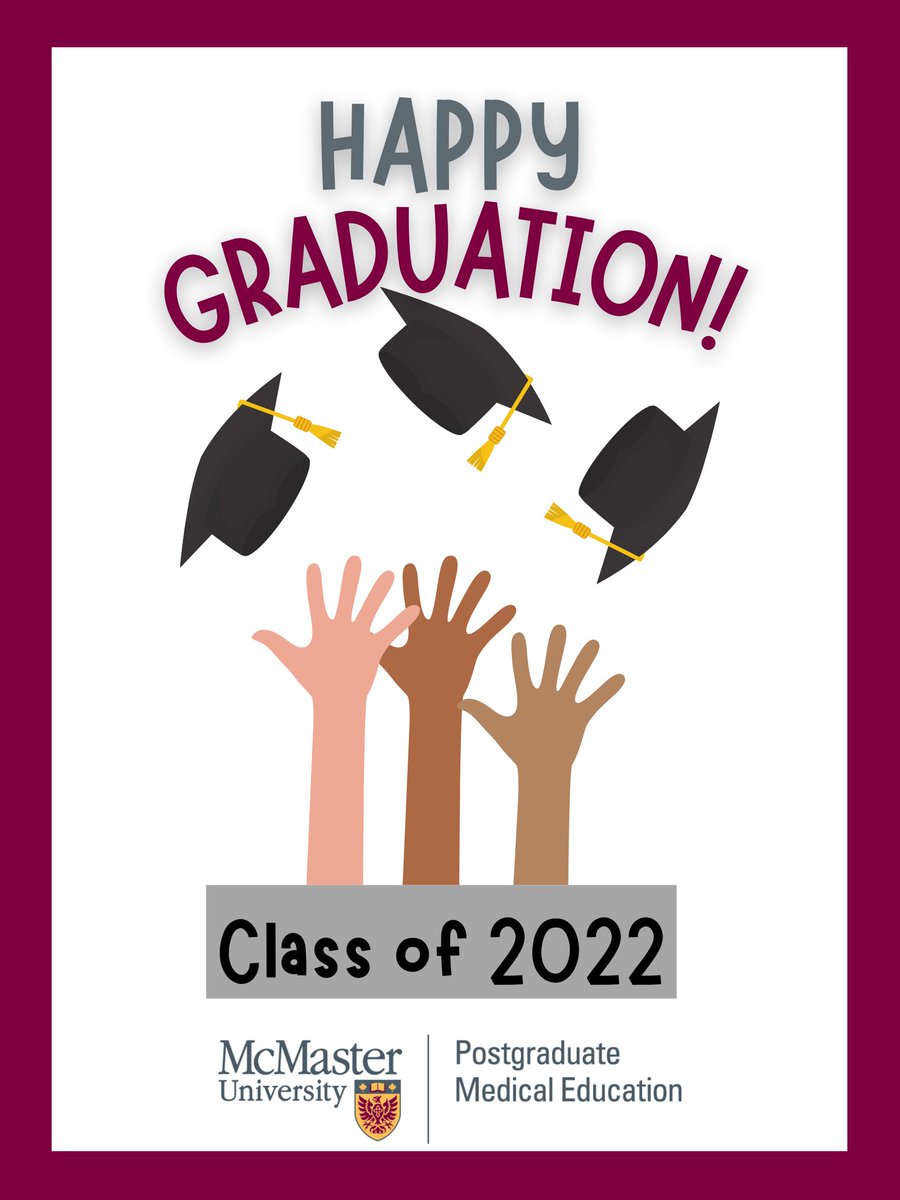 McMasterPGME's tweet photo. As we enter the last week of the 2021-2022 academic year, McMaster PGME congratulates each one of you for reaching this milestone. You overcame multiple obstacles, you supported each other, and we hope you made lifelong friends along the way.β
β
Be Proud!!! You did it! #MacPGME https://t.co/38ic4qLO4w