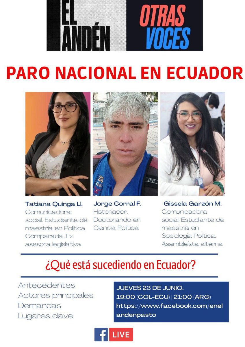 absurdo10's tweet photo. @RobertoOvelarM esta noche en @ElAndn3 vamos a hablar con ecuatorianos y ecuatorianas sobre el tema. https://t.co/io57rl3W9F