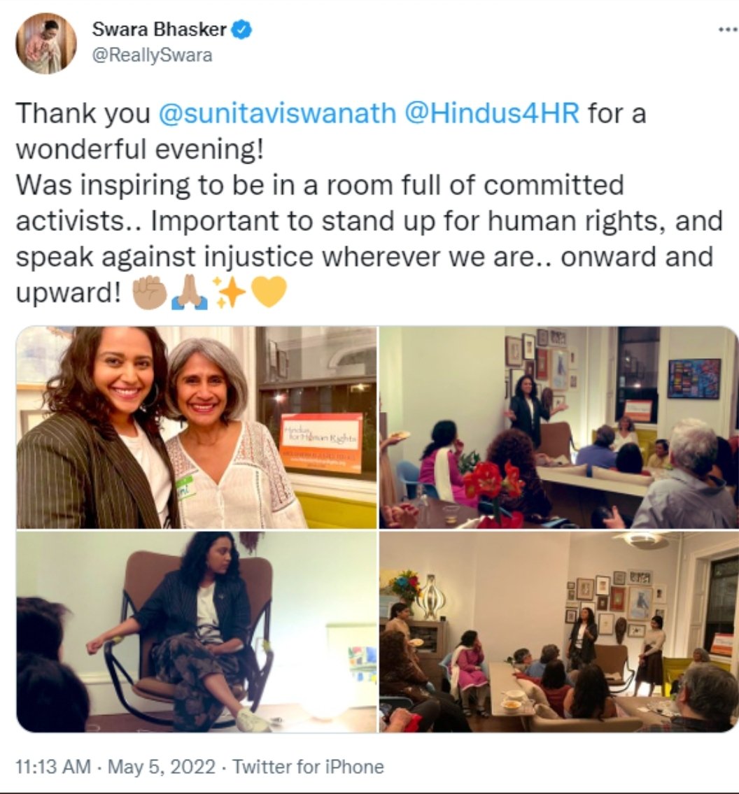 tandonrahul24's tweet photo. @RanvirShorey Swara has been interating with organisation HFHR which is funded by a terrorist group OFMI  who r involved in anti India propaganda.
Read OSINT thread for details. https://t.co/abrwJGMzfz