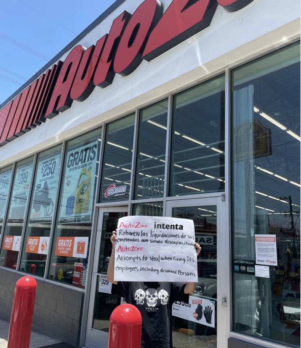 marinasoccer1's tweet photo. AUTOZONE NO CUMPLE LA LEY

Hagan una auditoría a todos los empleados despedidos y verán que no se cumple la Ley. Un familiar con discapacidad trabajo por 13 años en autozone y al despedirlo han intentado darle una liquidación que no cumple la ley. (1/4) @autozone https://t.co/hUdKnTrUA5