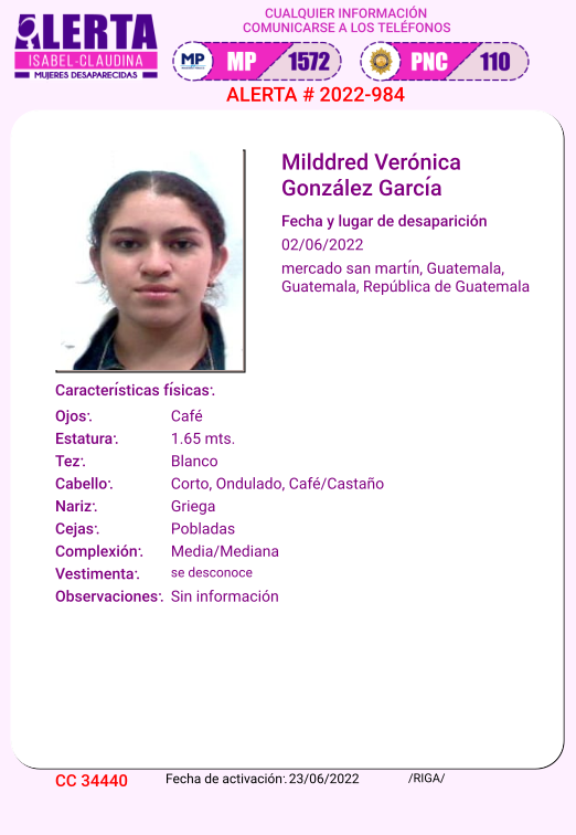 isabel_claudina's tweet photo. #AlertaIsabelClaudina
🚨 Ayúdenos a encontrar a

Milddred  Verónica González García
Desapareció  el 02  de junio de 2022
Cualquier información comunicarse al teléfono 📞 1572
Gracias por difundir esta información❗ https://t.co/6HT9NfhWYl