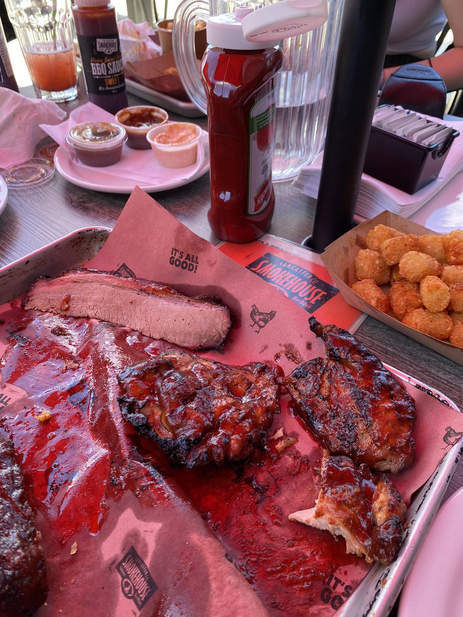 Late lunch at <a href="/LancSmokehouse/">Lancaster Smokehouse</a> in Waterloo. Great place, terrific patio, lots of meat!