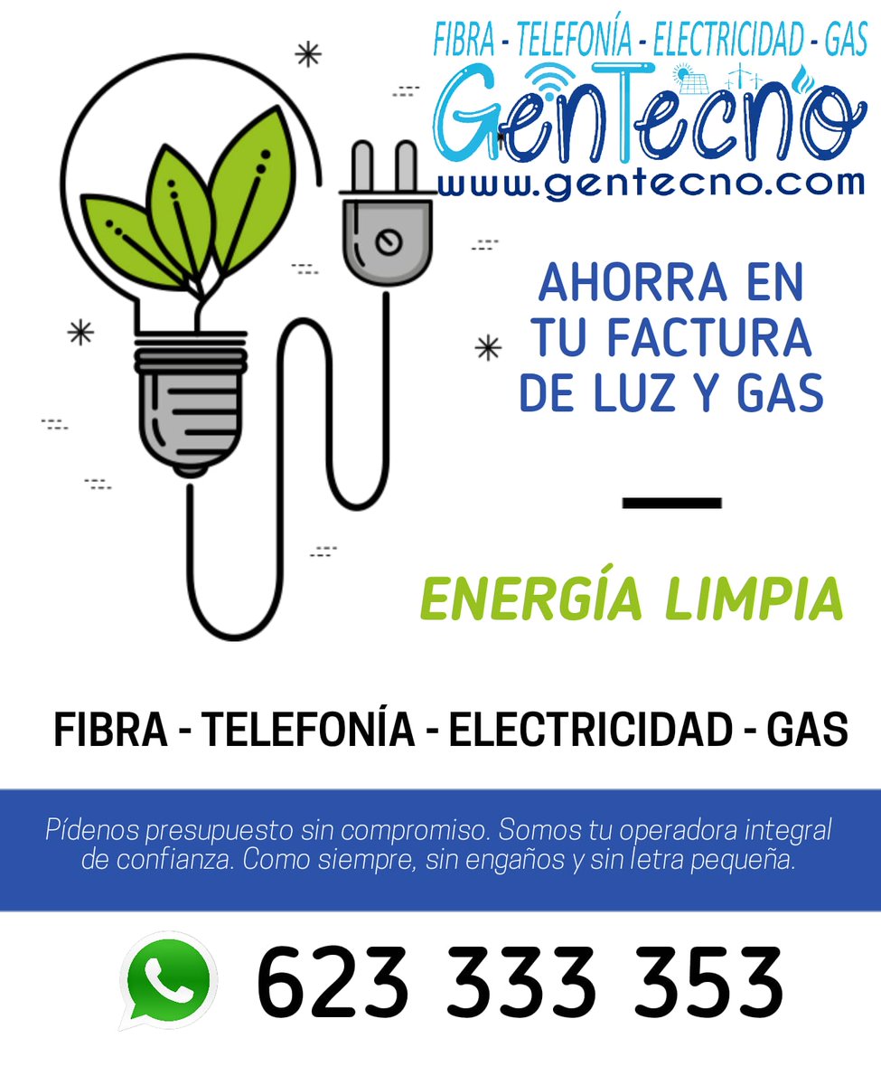 ¿Aún no estás ahorrando en tu factura de luz y gas? 😱 ¿Y a qué esperas? Solo necesitamos una factura actual y te haremos un estudio sin compromiso 😍 Somos sinceros como siempre: si estás mejor en tu compañía actual, te lo diremos.  Contacta para más info 👉 623 333 353 👈