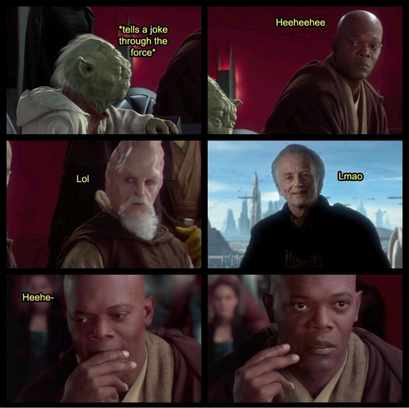 PodcastMenace's tweet image. 🤣😂 Wait, what?!

#starwars #obiwan #anakin #darthvader #yoda #macewindu #palpatine #forcejokes #jokes