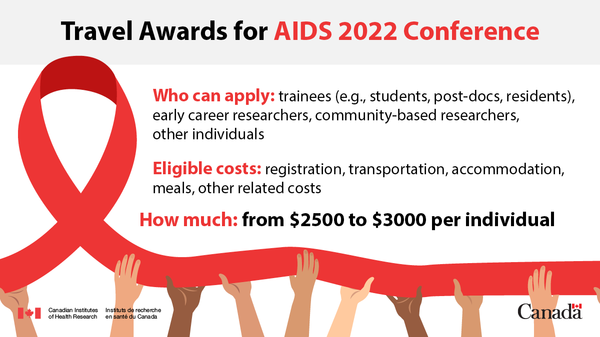 ⚠️ Deadline extended: CIHR is pleased to offer travel awards for <a href="/AIDS_conference/">IAC - the International AIDS Conference</a> #AIDS2022!

This is financial support for researchers and trainees attending the conference in person or virtually this summer.

Learn more: cihr-irsc.gc.ca/e/53010.html 
Apply by July 7, 2022