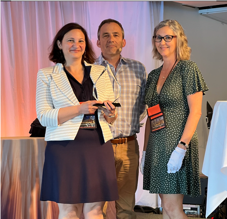 NNSANews's tweet photo. Congrats to Sylvia Generoso of @CEA_Officiel! She was honored at #WOSMIP today with the WOZZIE Award for improving atmospheric transport modeling. Matthew Goodwin of @AWE_plc received the first WOSTER medal for his poster on deploying a radioxenon sensor array in the UK. https://t.co/vZvisHenCf