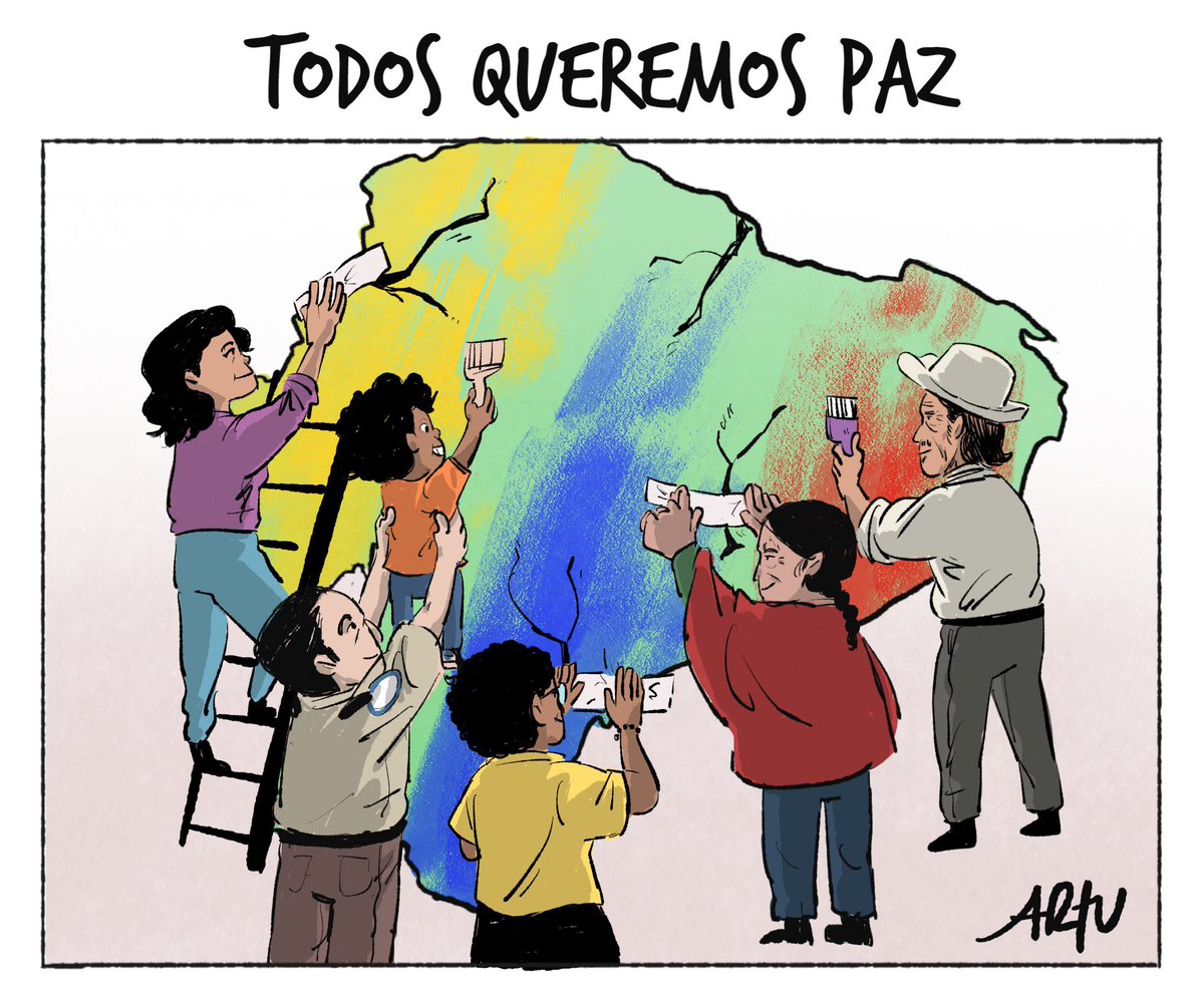 artupolitics's tweet photo. Todo el país quiere paz. #EcuadorQuierePaz #ParoNacional #paronacionalecuador2022 #caricatura #ecuador https://t.co/TbePVB5BzO