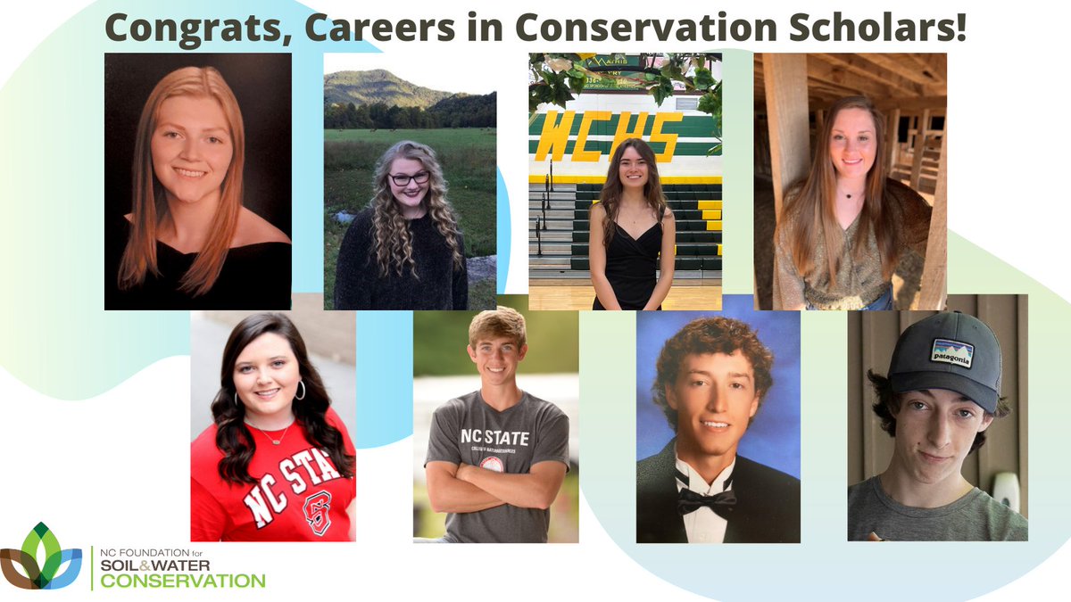 ncsoilwater's tweet photo. Congratulations to our 2022-2023 Careers in Conservation Scholarship recipients.  These brilliant students are the future of natural resource conservation and agriculture!  #thefutureofag #naturalresourceconservation
https://t.co/K94poHYWgA https://t.co/lMJg4rdVH6