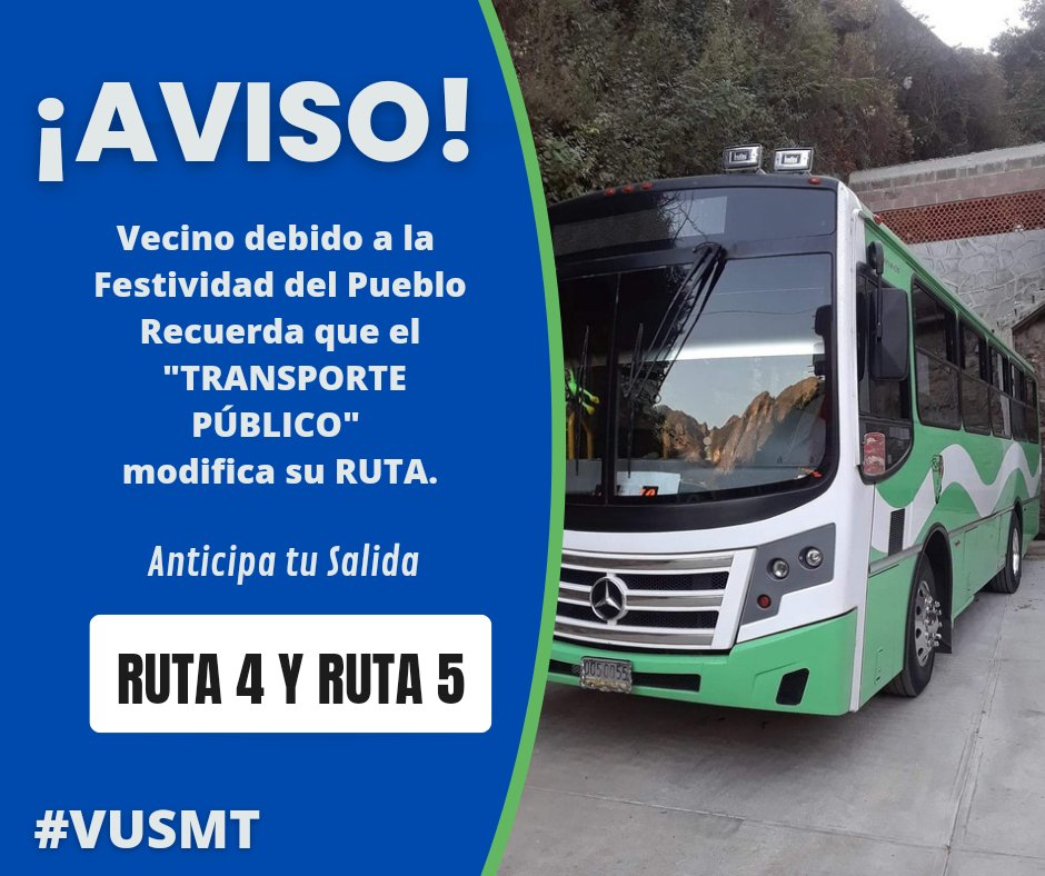 ‼️ AVISO VECINOS ‼️

Nos informan que la Ruta 5 🚌dejara de dar servicio a Abasolo por la Feria. 🎡

La Ruta 4 🚐seguira dando servicio buscando salida por atras de la iglesia, zapata o en su caso calle fresnos por el mismo motivo. 

#Compartir