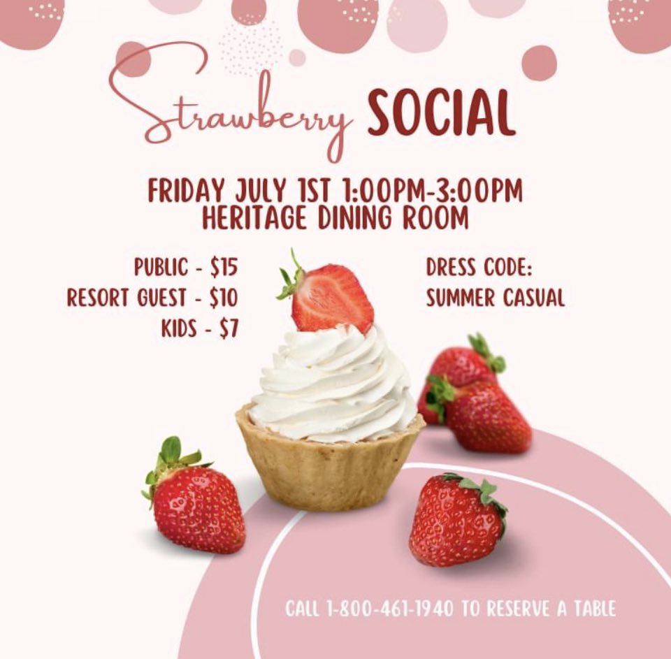 ElmhirstsResort's tweet image. Book your table for our Strawberry Social, coming up on July 1st 🍓 #StrawberryParty #goresorting