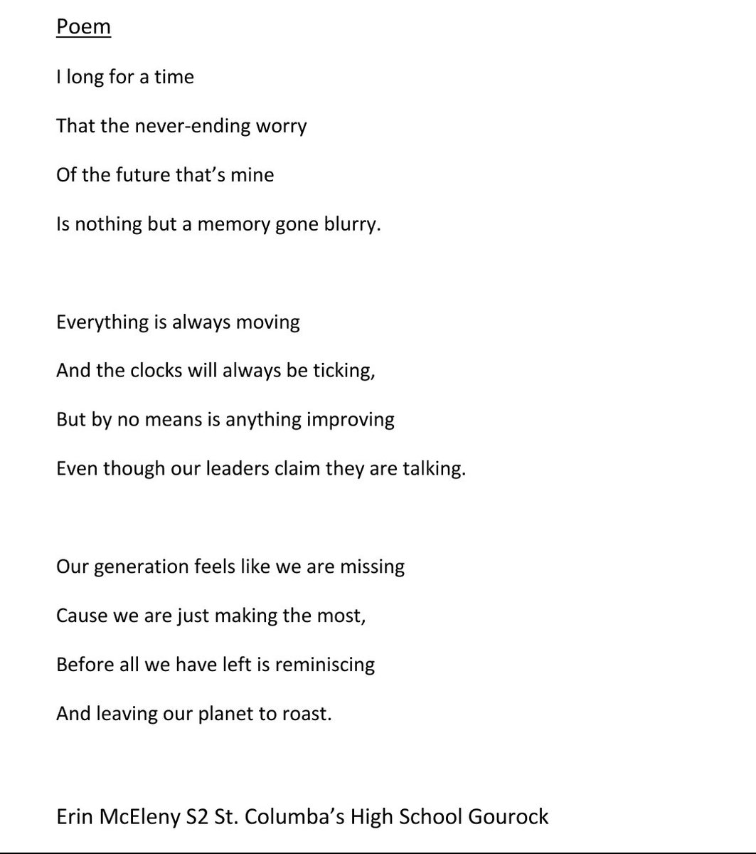 mazmck1's tweet photo. While one daughter is all about racing, the other is entering creative writing competitions....and winning. Love what Katharine had to say about her piece. 🤗 #writeoncompetition #inverclydeculturecollective #creativewriting #climatechange @InverclydeLibs @_stcolumba @3vil3rin https://t.co/Yp8Ph5Byg5