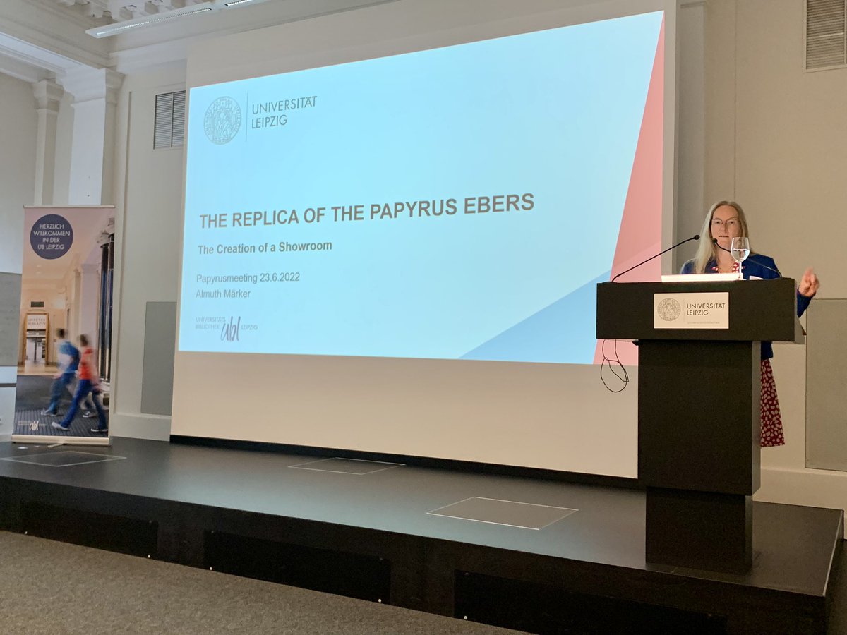 iamkristinesr's tweet photo. Visualising the Ebers papyrus @ubleipzig thanks to Dr. Almuth Märker 📜
Such an innovative display for this incredible 18m + replica on a 3500+ year old Egyptian medical scroll!
#CBLconservation #papyrusconservation https://t.co/apxWlIxuhu