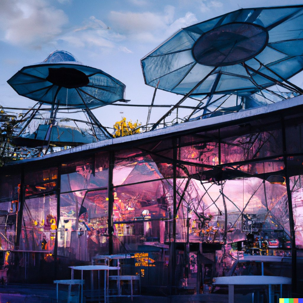 gm "a futuristic cafe in harajuku at the break of dawn" #dalle