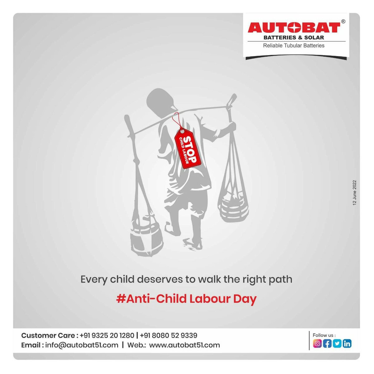 AutobatL's tweet photo. Every child deserves to walk the right path.
#Antichildlabourday
#worlddayagainstchildlabour
#stopchildlabour 
#children 
#education 
#india
#humanrights 
#childlabourindia
#antichildlabourday https://t.co/vxveBUThTz