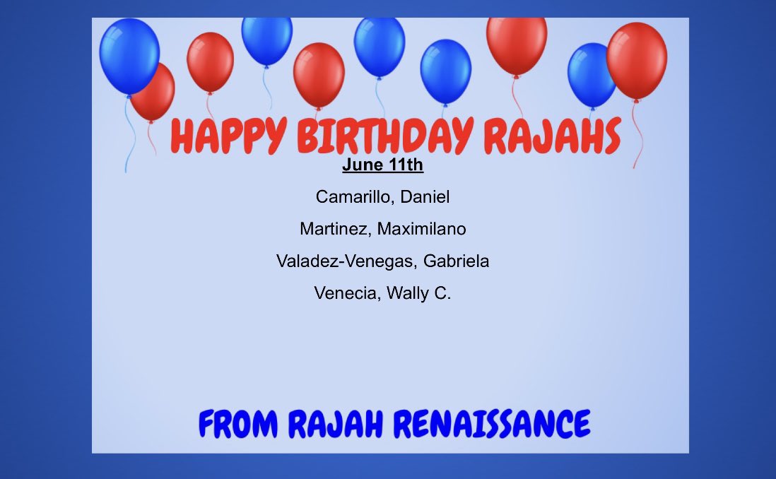 Happy Birthday Rajahs!!! #RajahsRiseAsOne <a href="/J_Renaissance/">Jostens Renaissance</a> @IHSRajahs <a href="/Mrs21Rodriguez/">Monica Rodriguez</a> <a href="/derrickLawson62/">Derrick Lawson</a>