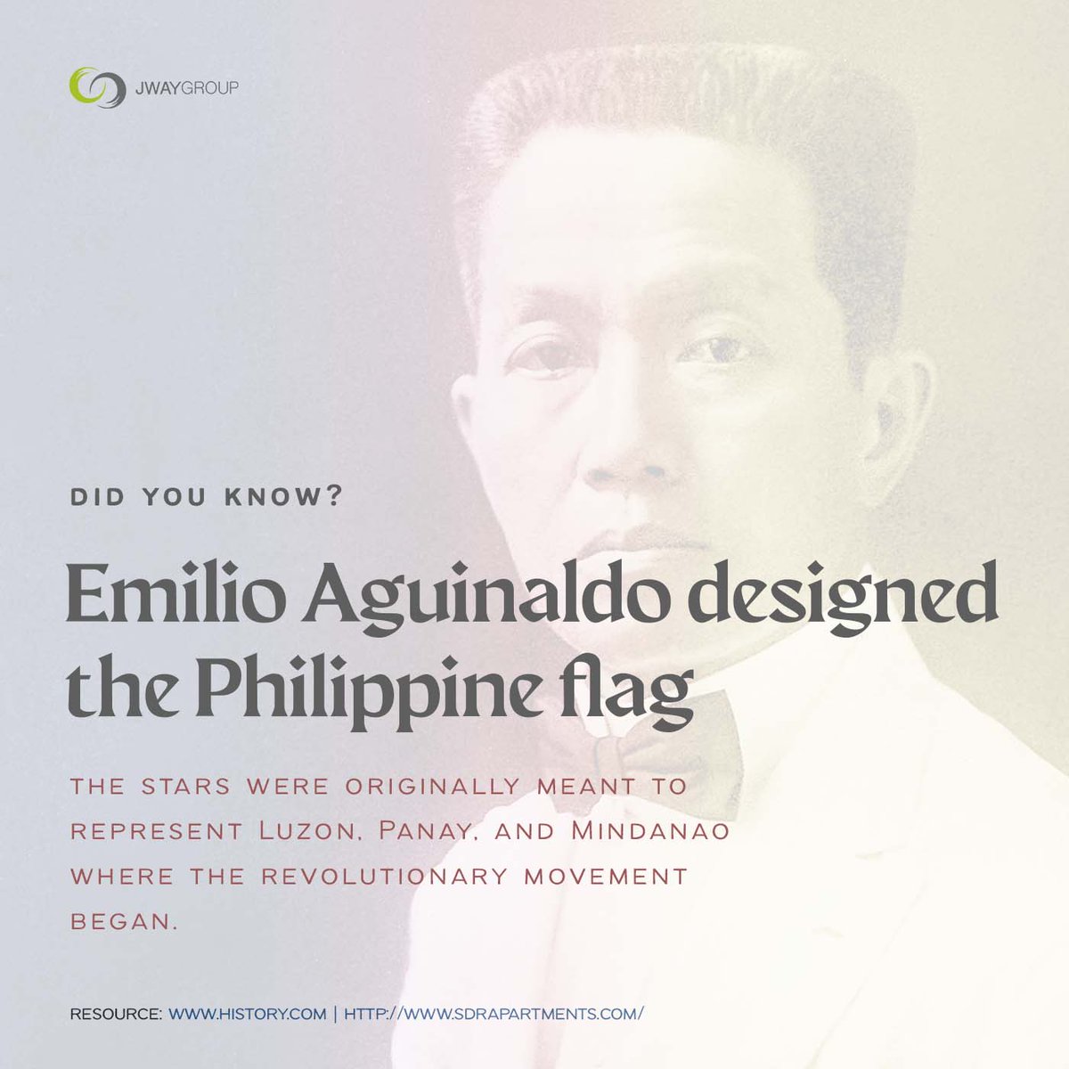 JWayGroupInc's tweet photo. Who was the designer of the Philippine flag and what did the three stars represent? Here are some fun facts about #PhilippineIndependenceDay! https://t.co/WrZVOo35P0