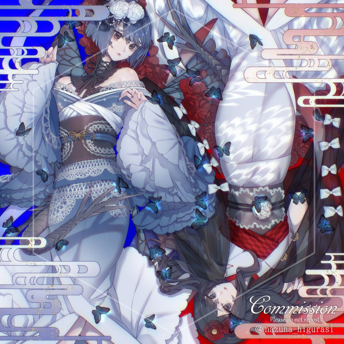 nazuna_higurasi's tweet photo. Commission🦋🌹

オリジナル着物のお衣装をデザインさせていただきました！ https://t.co/lfjJvAeG8B
