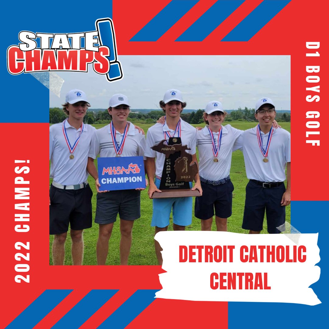 statechampsmich's tweet photo. Detroit Catholic Central wins the 2022 @MHSAA Division 1 Boys Golf Championship! https://t.co/qddhvs1QSK