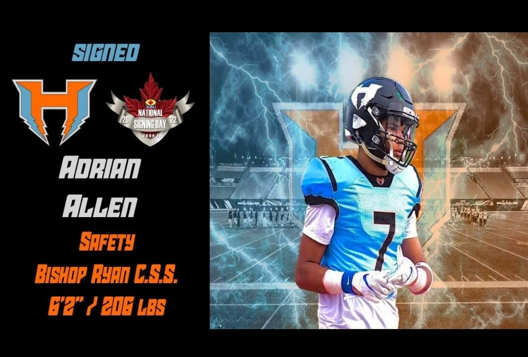 CanesFootball63's tweet photo. The Hamilton Hurricanes are pleased to re-sign Safety, Adrian Allen of Bishop Ryan C.S.S in Hamilton
#canesnation
#cjflsigning
@TheOFCFootball 
@CJFLnews https://t.co/G68BSbPiZE