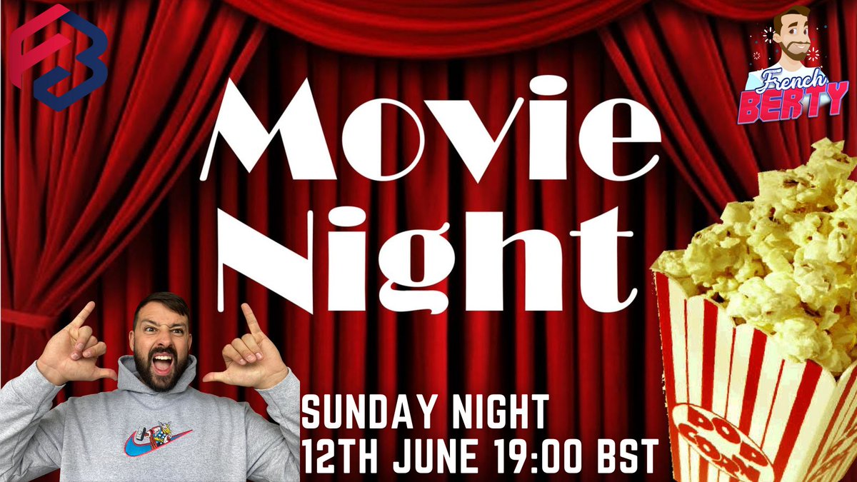 frenchberty's tweet photo. Sunday nights are for chill time! 
Come join me on my discord for a movie night! 
DM me for an invite! 
See you tomorrow #free #movie #movienight #community #bringpopcorn https://t.co/DCTJ4n28xx