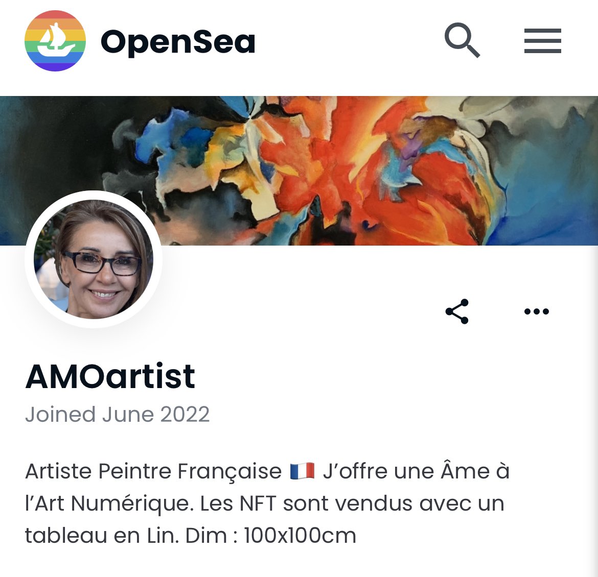 Mon compte #Opensea fraîchement créé… j’espère Mint prochainement mes propres peintures #oilpainting 
#NFTCommumity #ETH #Painting