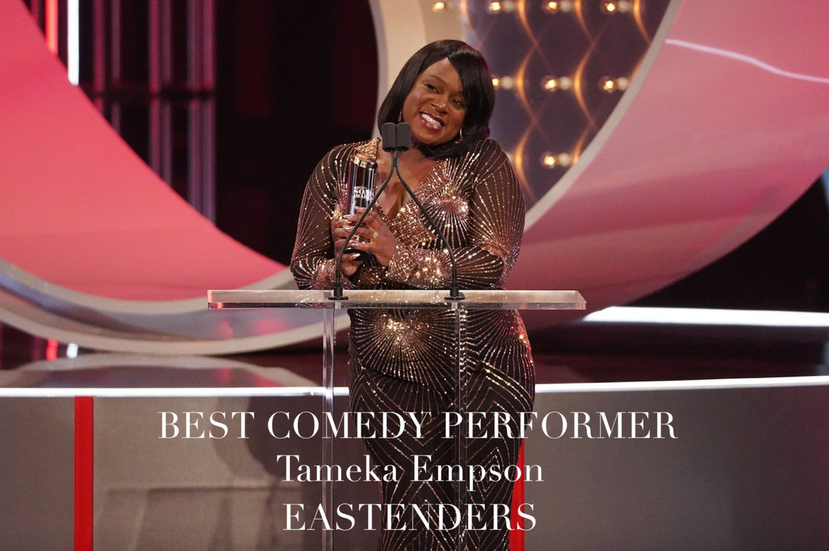 SoapAwards's tweet photo. Congratulations to @bbceastenders Tameka Empson for winning the award for Best Comedy Performer! #SoapAwards2022 https://t.co/dyDfOQwijj