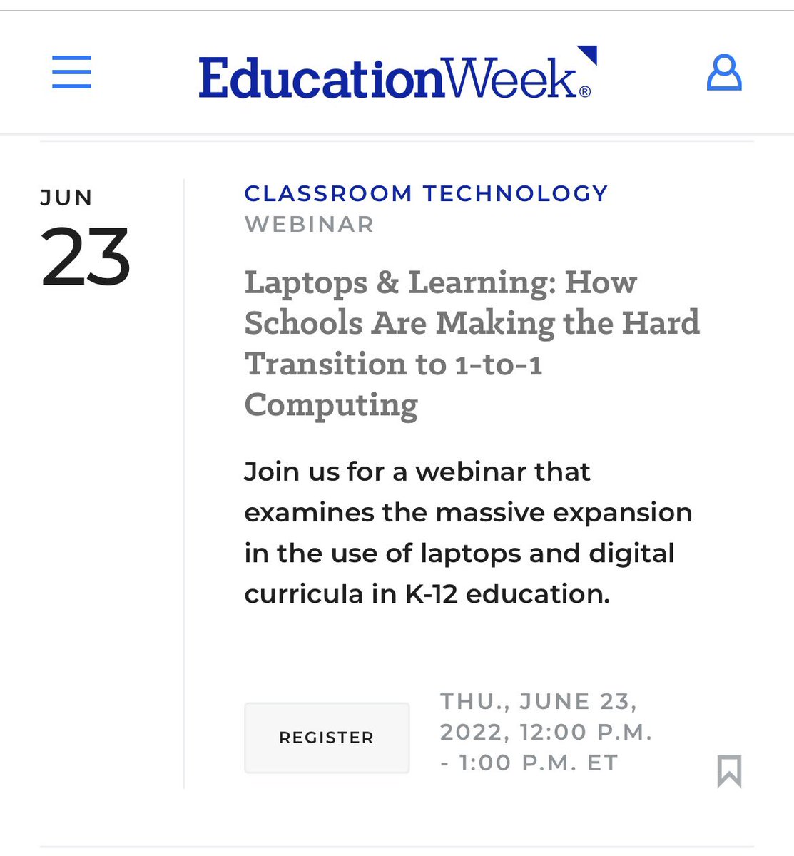 EmilyHethcox's tweet photo. ED505 Tweet #5 Webinar related to my teaching field from EducationWeek https://t.co/J48X2FRVcM