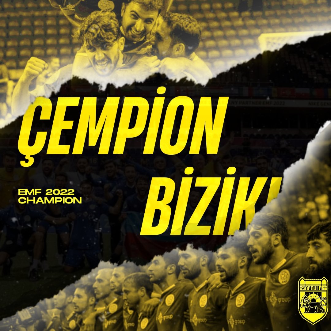 fksafavi's tweet photo. Səfəvi Futbol Klubu Azərbaycanın mini-futbol üzrə milli komandasını Avropa çempionu olduğuna görə təbrik edir! Uğurlarınız davamlı olsun, #bizimigidlər ! https://t.co/PD9khzB2ee