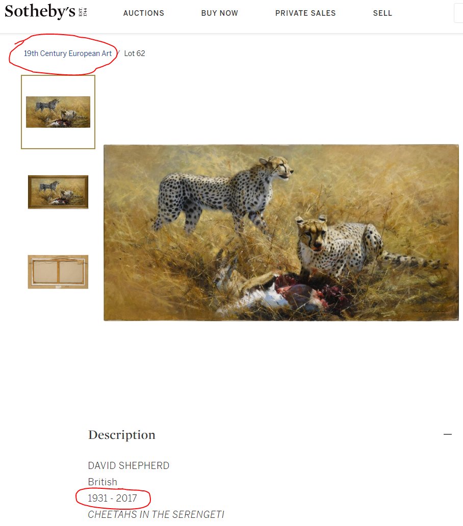 ArtOfEstates's tweet photo. I think Sotheby's is hiring people who don't know what Century they were born in. Just going on a limb here. #artfail #historylesson #experts #unsold #Sothebys #artauction #keepupthegoodwork #History #didnotsell https://t.co/IwAXBCxzY5