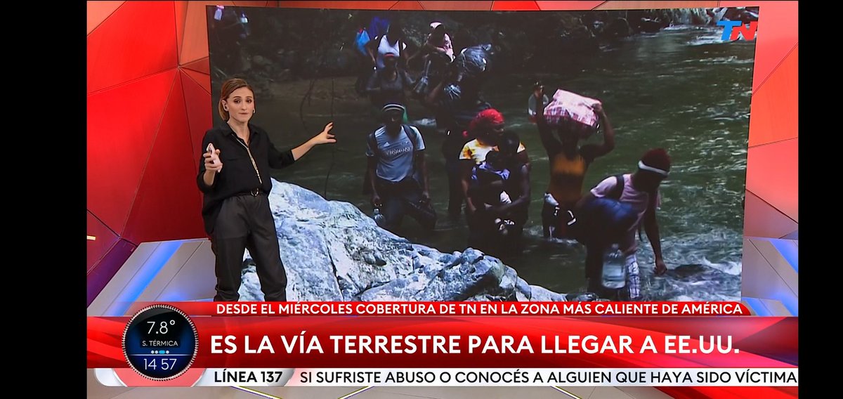 gsleiton1's tweet photo. Excelente el TN Internacional de hoy. Buen viaje y esperamos tus notas desde la Selva del Darién. La triste y cruda realidad que atraviesan nuestros hermanos migrantes.@carola_amoroso https://t.co/juimAHQH8b