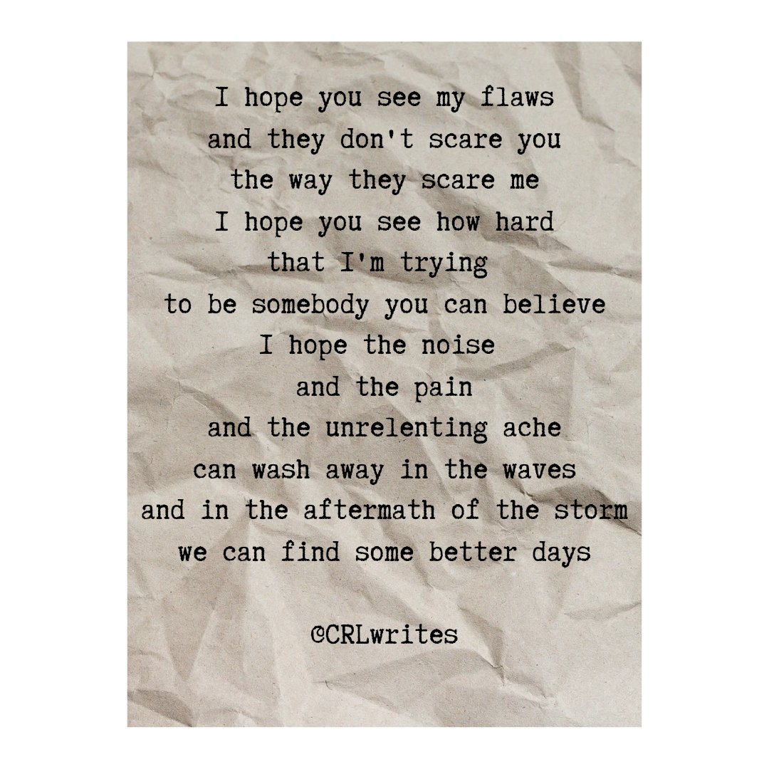 CRLwrites's tweet image. Just trying to find some better days