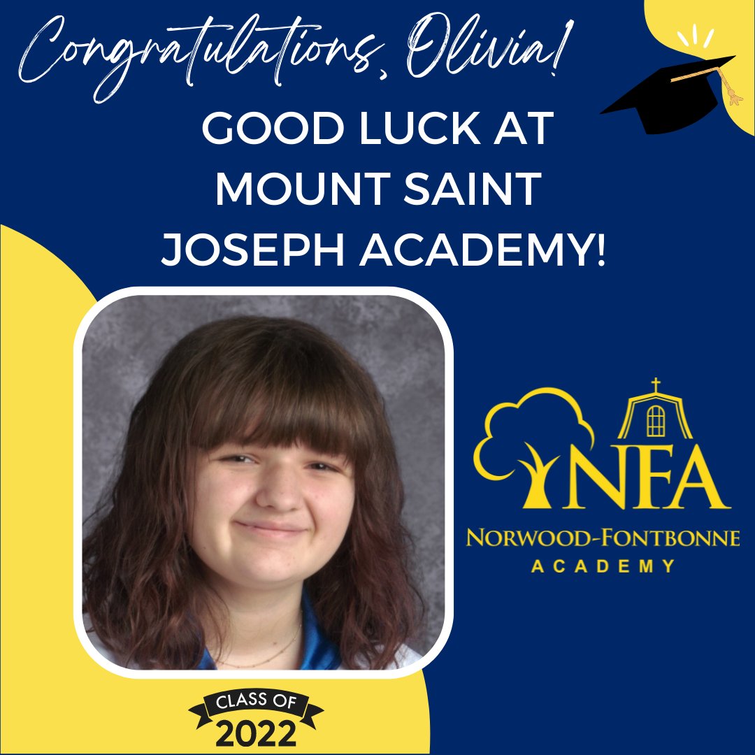 nfa1920's tweet photo. We are #NFAProud of Olivia and all of her accomplishments at NFA! Good luck next year at Mount Saint Joseph Academy! https://t.co/2tcdB0hXC0