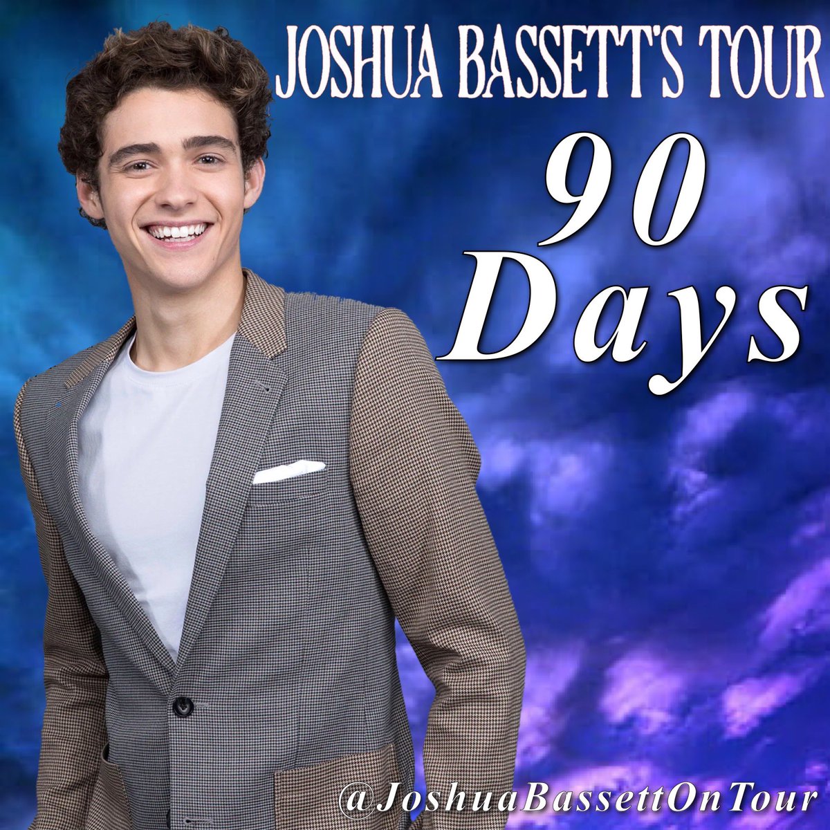 Jbassettontour's tweet photo. We are 90 days away from the start of tour who’s excited 😍😍 @joshuatbassett 
#joshuabassetttour #joshuabassett #bassett #crisis #setmefree #dopplegänger #joshuabassettontour #hsmtmts #feelsomething #anyoneelse #tellingmyself https://t.co/qPCLfFHpoC