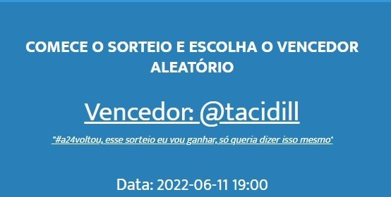 VinteQuatroRole's tweet photo. Parabéns para a vencedora do sorteio @tacidill https://t.co/xs4Llns2ie