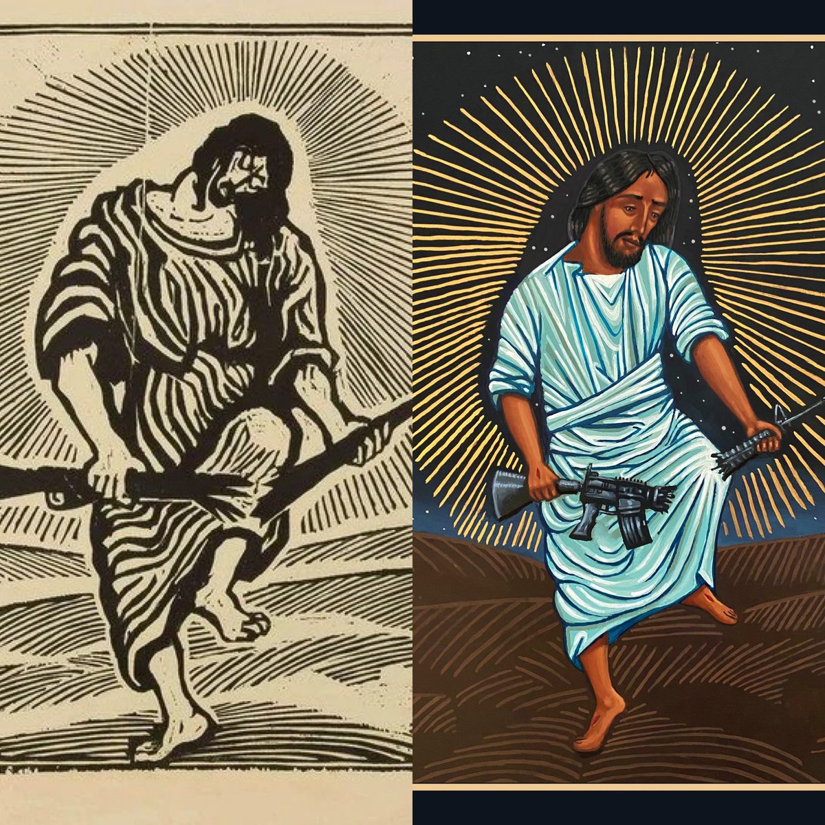 The New Icon “Christ Breaks The Rifle” is based on a woodcut by the German Artist Otto Pankok. 

His extensive body of work often focused on those on the margins. 

When Hitler came to power in 1933, Pankok was declared a degenerate artist.
