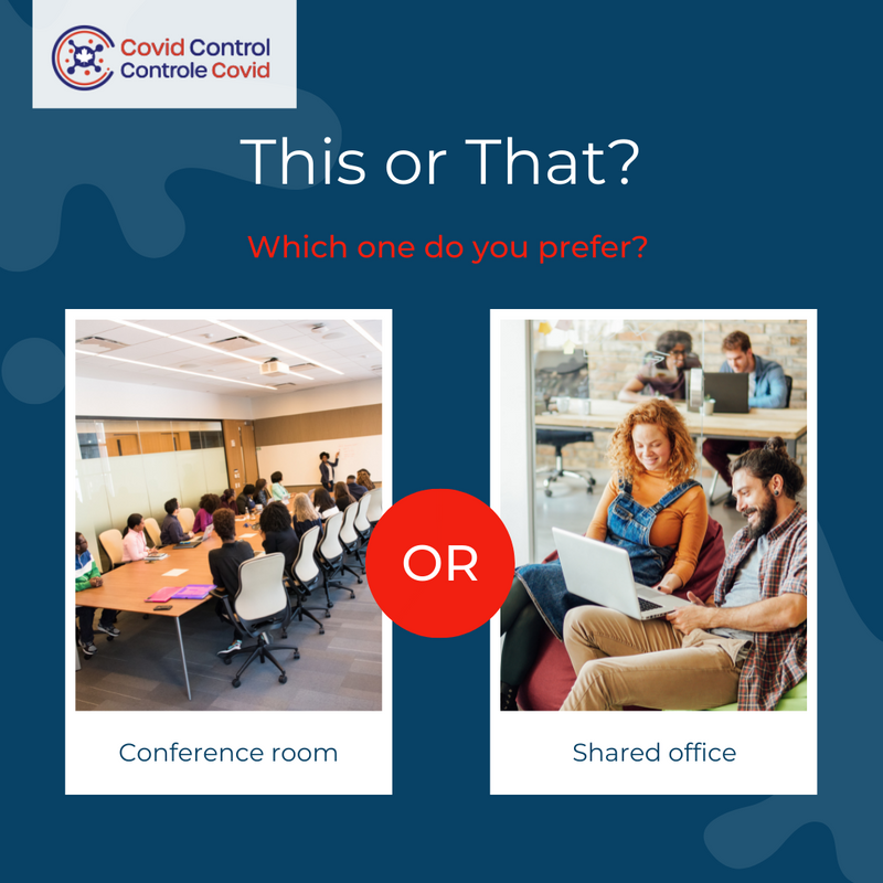 CovidControlCA's tweet photo. 💼 Conference rooms can be used for meetings or more privacy and focus.

You can network, chat, and work with your colleagues in a shared office space. 

Which one do you prefer? 

#CovidControl #Canada #CovidSafety #ContactTracingTool #FightCovid #CovidWorkspac https://t.co/WF9cyOUBJB