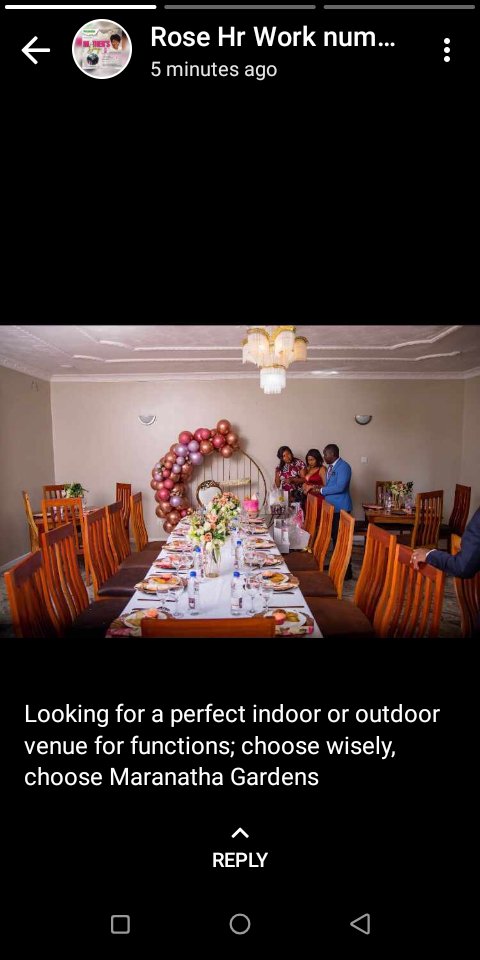 MaranathaZim's tweet photo. Maranatha Garden's presents excellent  touch of a restaurant in Waterfalls.

Now taking Dinner Bookings, Family Functions, Cocktail,Highteas etcetera

For more information call or app
0773271147
0718340002 https://t.co/brFBeWkqyw