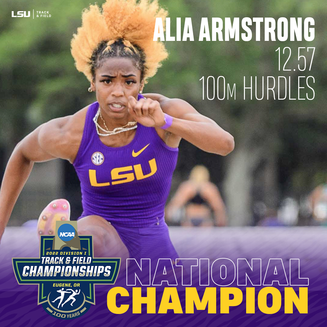 Alia Armstrong wins the women's 100m hurdles at outdoor nationals