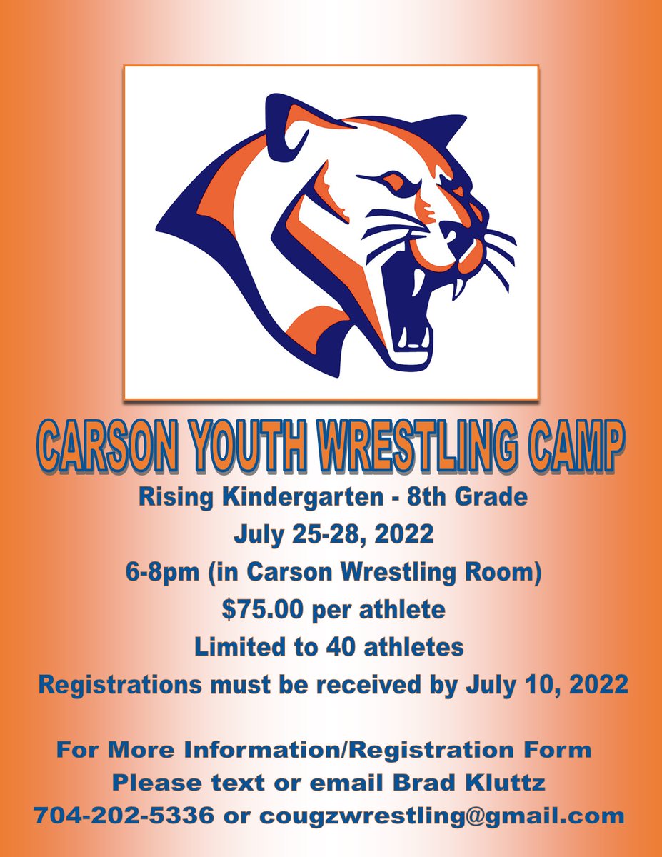 We are about 6 weeks away from our 1st Carson Youth Camp. Space is still available.