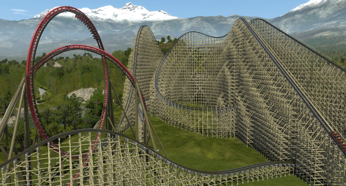 josephpojunis's tweet photo. Today was the annual @nolimitscoaster 5 Hours of Power contest. This year, we had to convert the infamously defunct Son of Beast wooden coaster into a modern "hybrid" (wood &amp; steel) within that extremely short timeframe. Here's my entry! https://t.co/NfjVFwJCAg