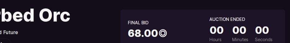 FutureDisturbed's tweet image. Congrats to the winner! 
68 sol final bid. 🥶
@TheOrcsNFT are strong!