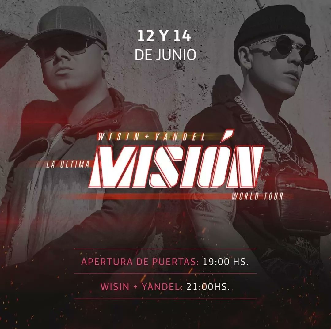FcWisinArg's tweet photo. Falta tan solo 1 día para la fecha que tanto esperamos✈️ 🇦🇷🙌 … 
¿Están listos? @wisinyyandel @wisin @yandeloficial?
#LaUltimaMisiónWorldTour 
Aca encontrarán toda la información que necesitan para mañana.
📍Movistar Arena
👉🏻 APERTURA DE PUERTAS 19:00 HS. https://t.co/zEl0DkxiXc