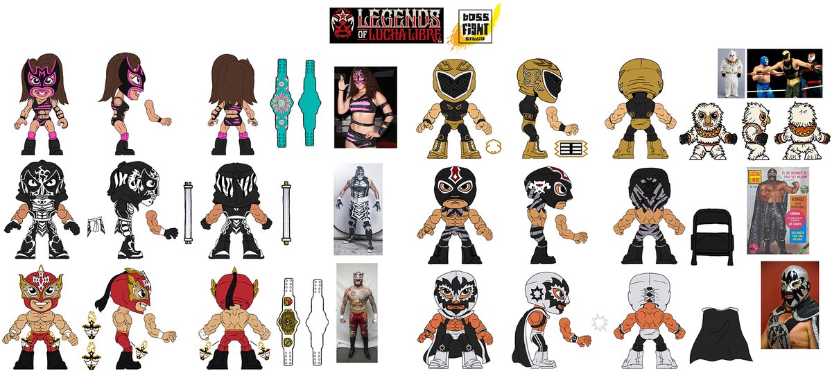 @MajorWFPod @BossFightStudio @maskedrepublic @LegendsOfLucha @ExpoLucha @Konnan5150 @PENTAELZEROM @ReyFenixMx @LadyMaravillAAA @tinieblasjrfull Nice!! This is my first time seeing the physical prototypes for Luchacitos wv 1. @verdearana did the designs for all the wv1 figures, I did the decos and belt designs.