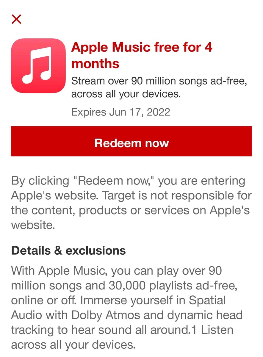 BTS Merch⁷ on Twitter "Target is offering 4 months of Apple Music for