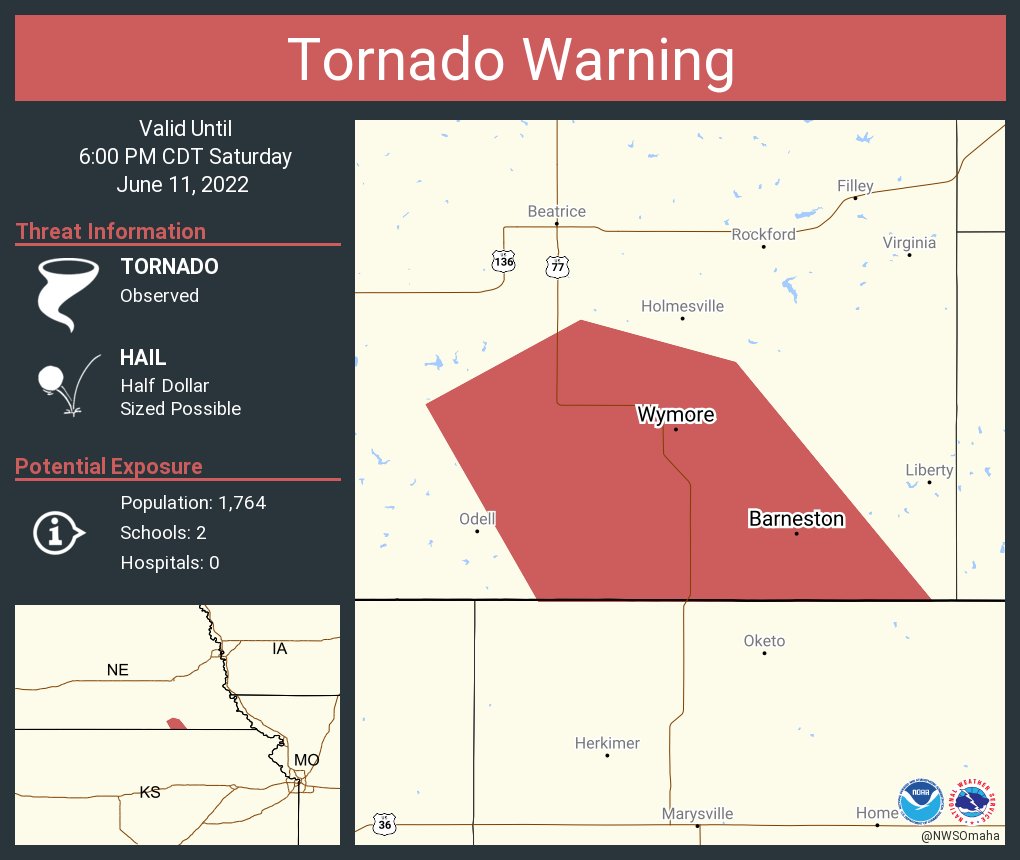 NWS Tornado on Twitter "Tornado Warning continues for Wymore NE, Blue
