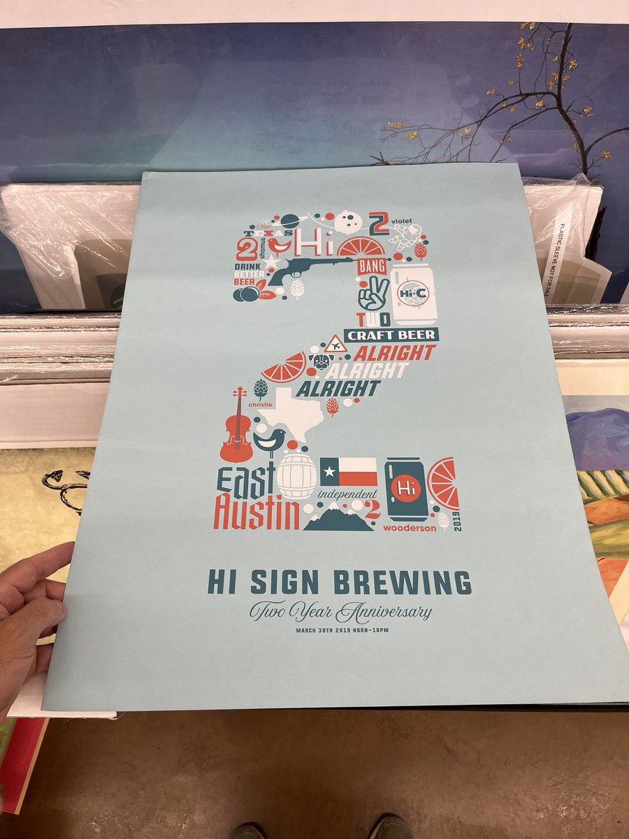 HiSignMark's tweet photo. Took my daughter to @halfpricebooks to pick some books. Saw the poster section, thumbed through and found this gem selling for a cool $7. Framing this immediately. One man’s trash- another man’s treasure.  @HiSignBrewing @IndustryPrint #recycle #hisignbrewing #poster https://t.co/m7ZkJT5WUz