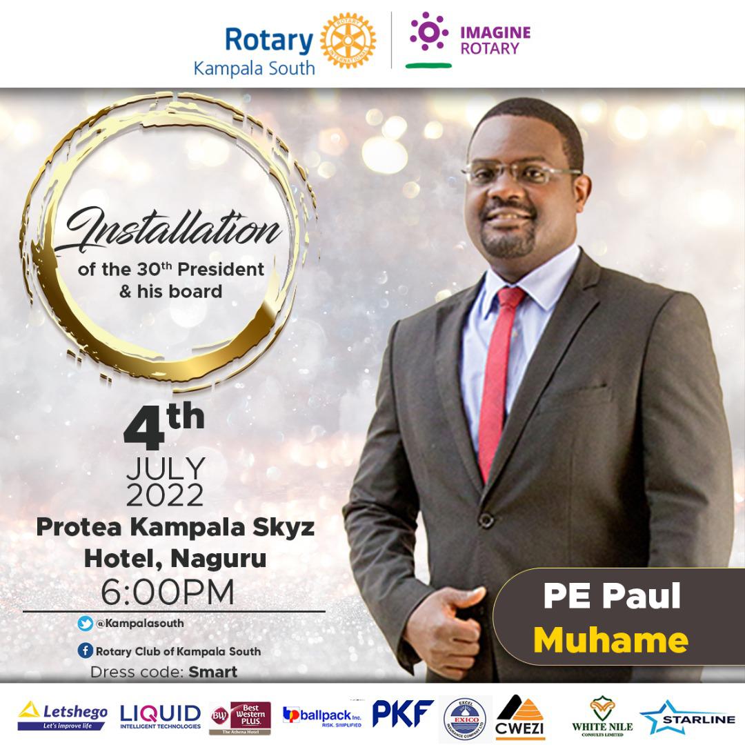 In keeping with the leadership tradition of Rotary, we are also prepping to receive our new #AmazingPresident <a href="/paulmuhame/">PMuhame</a> We kindly as that you schedule to join us on 4th July at Protea Kampala Sky Htl <a href="/6pm/">Follow us @Shop6pm!</a> #RealIndependenceDayAtSouth @dgemikesebalu <a href="/dgmagezijohn/">PDG John Magezi Ndamira</a> <a href="/DGKenMugisha/">PDG Ken Mugisha</a>