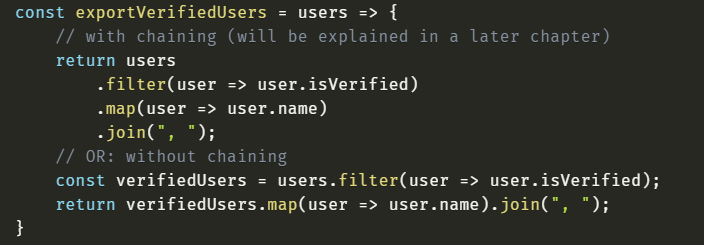 M17Tavo's tweet photo. I always forget about chaining array methods...but it looks so lovely when you do hahaha. 
#javascript #codingisfun #codinglife #FunFact https://t.co/Rko48TltQn