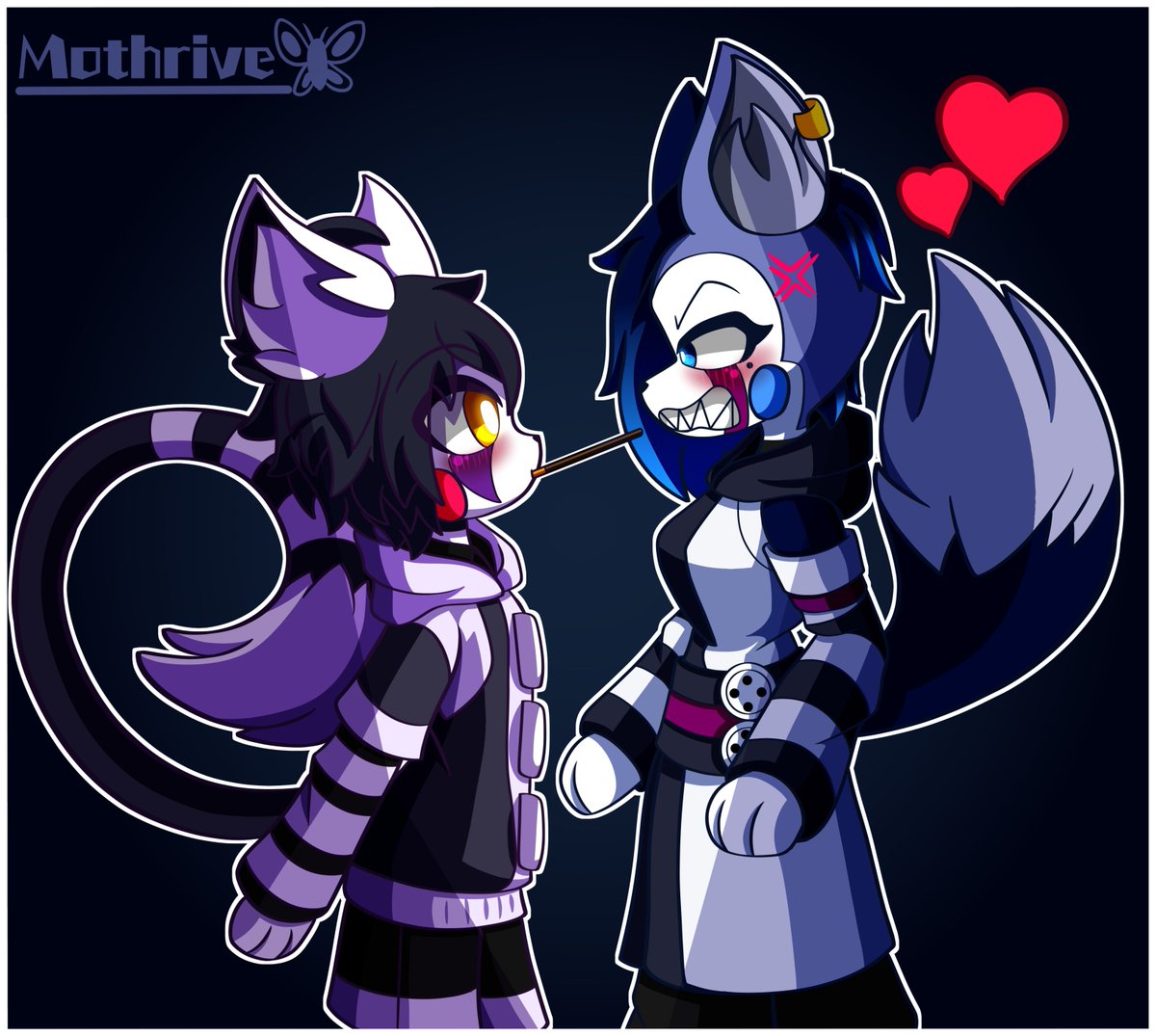 Mothrive_01's tweet photo. 💜Puppet and Vinnie💙
#Puppet #Marionette #Vinnie #ReversePuppet #furry #Art #Kemono #anthro #furryartwork #wolf #cat #PaintedFaces #獣 #野獣 #ケダモノ #狼 #ウルフ #猫 #美術 #アート #図 #artwork https://t.co/2CIWXTUpw4