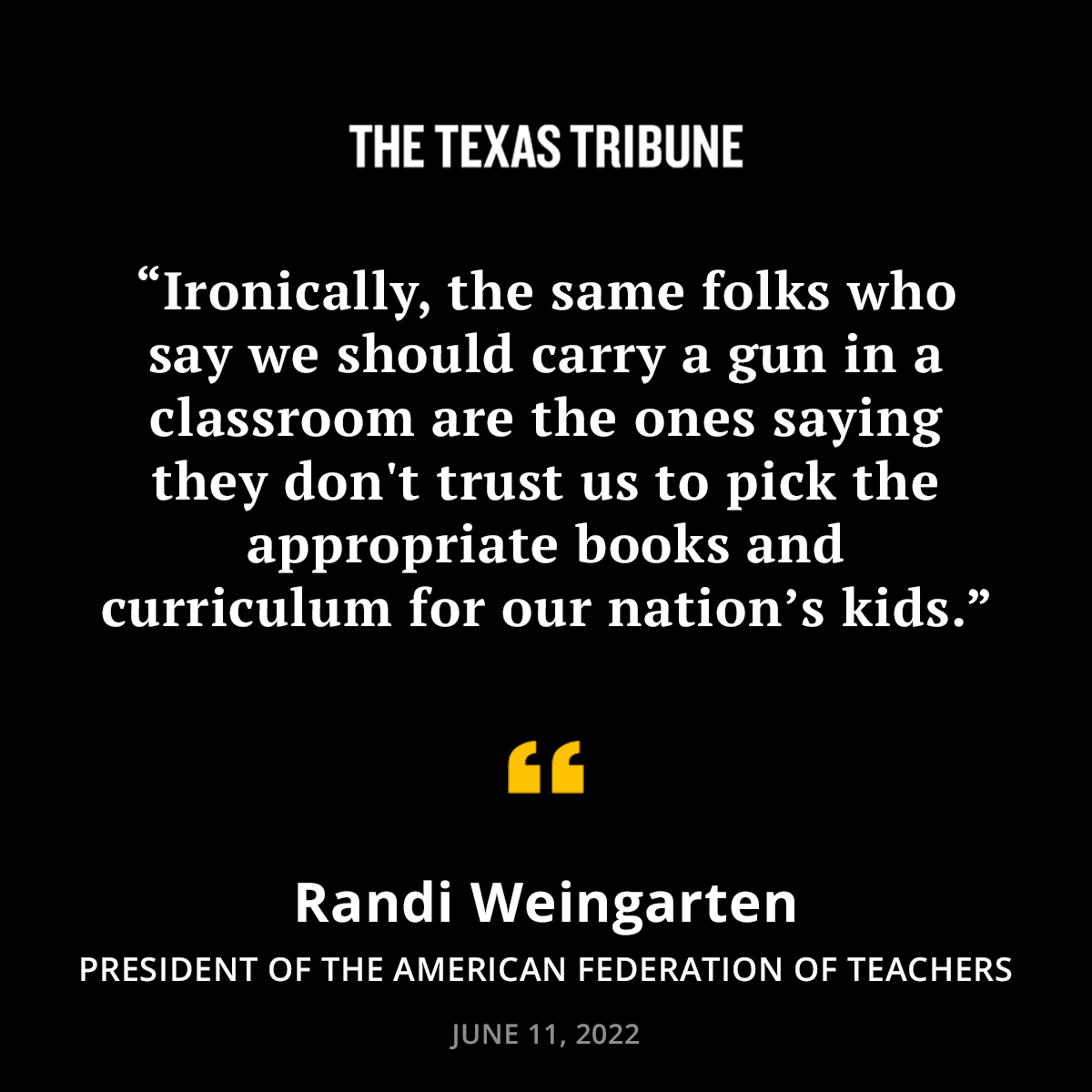 The president of the American Federation of Teachers, which has 65,000 members in Texas, addressed protesters at the Washington D.C. March for Our Lives rally: bit.ly/3tvEo38